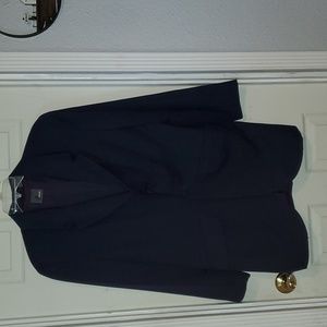 Liz Wear 1990s Vintage 100% Wool Dark Blue Blazer Jacket. Claiborne